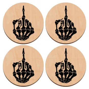 Middle finger, ΣΕΤ x4 Σουβέρ ξύλινα στρογγυλά plywood (9cm)