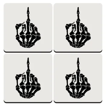 Middle finger, ΣΕΤ 4 Σουβέρ ξύλινα τετράγωνα (9cm)