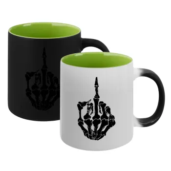 Middle finger, Κούπα Μαγική εσωτερικό πράσινο, κεραμική 330ml που αλλάζει χρώμα με το ζεστό ρόφημα