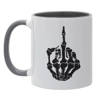 Middle finger, Κούπα χρωματιστή γκρι, κεραμική, 330ml