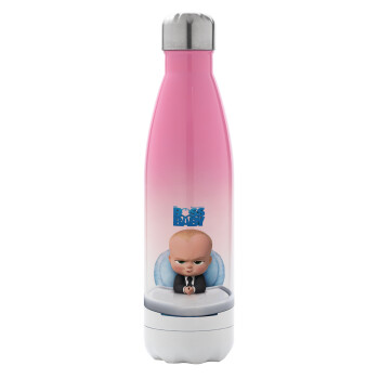 The boss baby, Metal mug thermos Pink/White (Stainless steel), double wall, 500ml