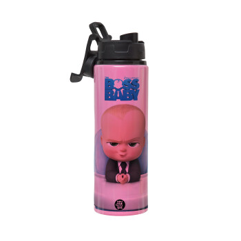 The boss baby, Metallic water bottle with safety lid, 850ml aluminum