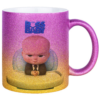 The boss baby, Κούπα Χρυσή/Ροζ Glitter, κεραμική, 330ml