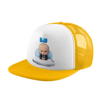 The boss baby, Καπέλο Ενηλίκων Soft Trucker με Δίχτυ Κίτρινο/White (POLYESTER, ΕΝΗΛΙΚΩΝ, UNISEX, ONE SIZE)