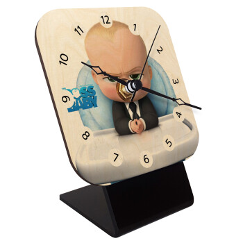 The boss baby, Quartz Table clock in natural wood (10cm)