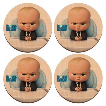 The boss baby, ΣΕΤ x4 Σουβέρ ξύλινα στρογγυλά plywood (9cm)