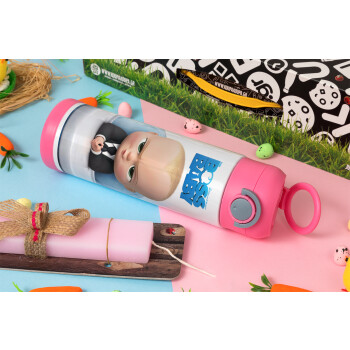The boss baby, Easter candle, Childrens hot water bottle, stainless steel, with safety straw, PINK (500ml)