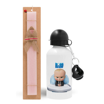 The boss baby, Easter Set, metallic aluminum bottle (500ml) & aromatic flat Easter candle (30cm) (PINK)