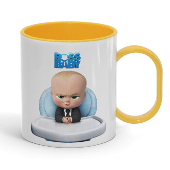 The boss baby, Κούπα (πλαστική) (BPA-FREE) Polymer Κίτρινη για παιδιά, 330ml