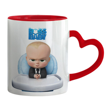 The boss baby, Mug heart red handle, ceramic, 330ml