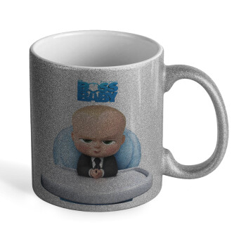 The boss baby, Κούπα Ασημένια Glitter που γυαλίζει, κεραμική, 330ml