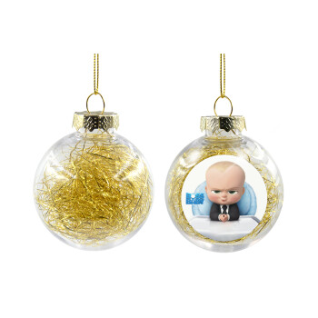 The boss baby, Χριστουγεννιάτικη μπάλα δένδρου διάφανη με χρυσό γέμισμα 8cm