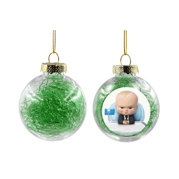 The boss baby, Χριστουγεννιάτικη μπάλα δένδρου διάφανη με πράσινο γέμισμα 8cm