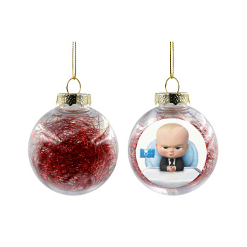 The boss baby, Χριστουγεννιάτικη μπάλα δένδρου διάφανη με κόκκινο γέμισμα 8cm