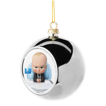 The boss baby, Χριστουγεννιάτικη μπάλα δένδρου Ασημένια 8cm