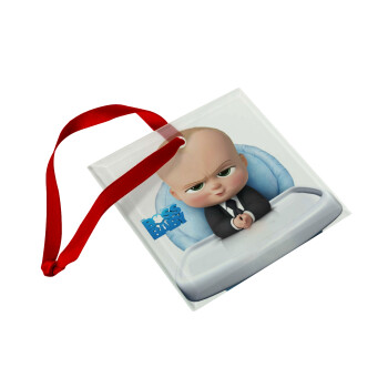 The boss baby, Christmas ornament, glass square ornament 9x9cm