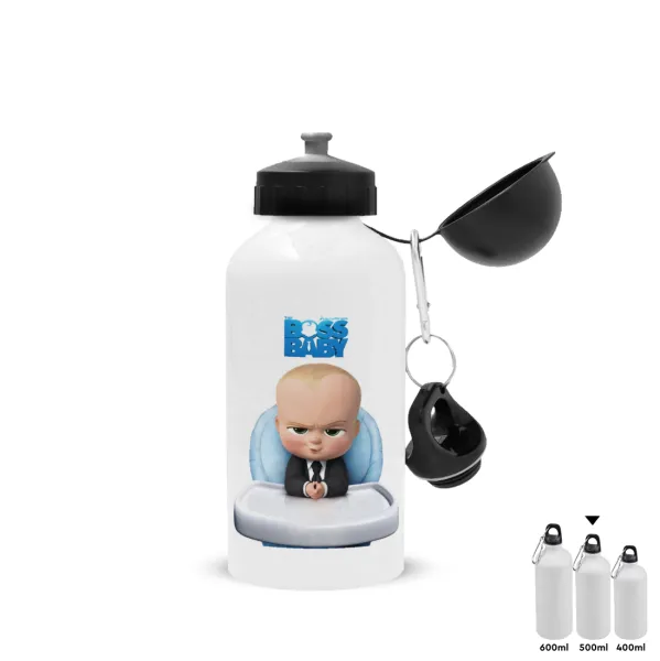 The boss baby — Metal water bottle, White, aluminum 500ml