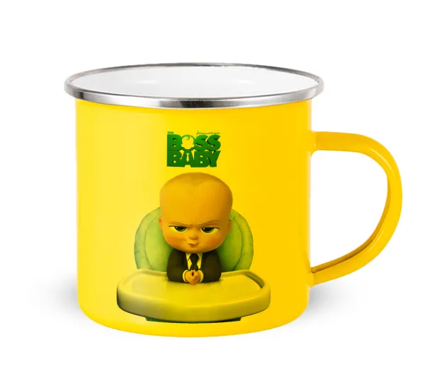 The boss baby — Yellow Enamel Metallic Cup 360ml