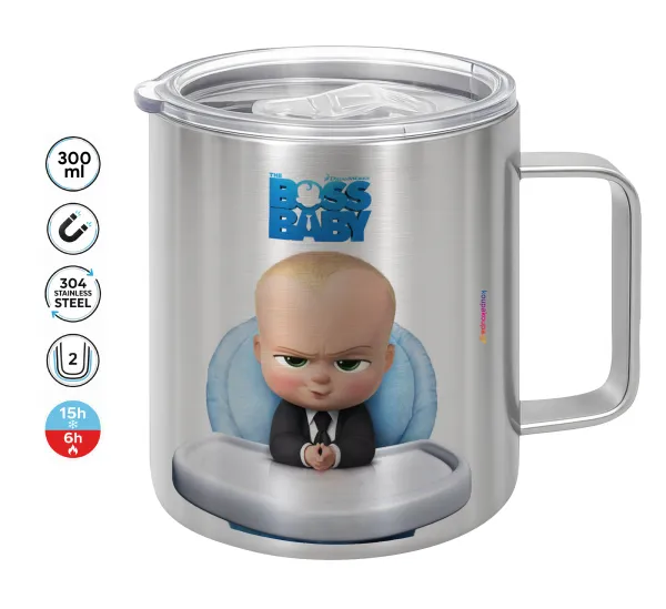 The boss baby — Double-walled stainless steel mug 300ml with temperature-retaining lid