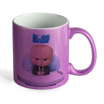 The boss baby, Κούπα Μωβ Glitter που γυαλίζει, κεραμική, 330ml