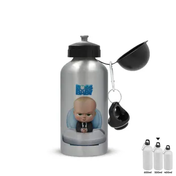 The boss baby, Μεταλλικό παγούρι νερού, Ασημένιο, αλουμινίου 500ml