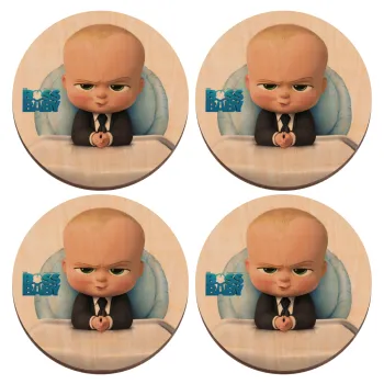 The boss baby, ΣΕΤ x4 Σουβέρ ξύλινα στρογγυλά plywood (9cm)