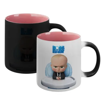 The boss baby, Κούπα Μαγική εσωτερικό ΡΟΖ, κεραμική 330ml που αλλάζει χρώμα με το ζεστό ρόφημα