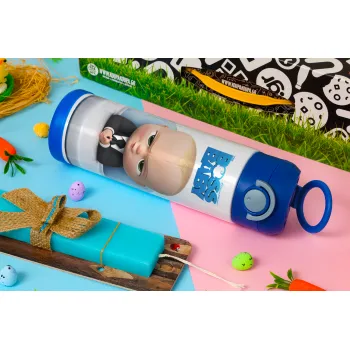 The boss baby, Easter candle, Childrens hot water bottle, stainless steel, with safety straw, BLUE (500ml)