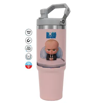 The boss baby, ΡΟΖ χρώματος Θερμός Ανοξείδωτο 890ml (30oz) με χερούλι
