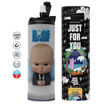 The boss baby, Tumbler ποτήρι θερμό ΓΚΡΙ από ανοξείδωτο ατσάλι 600ml