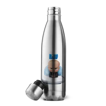 The boss baby, Μεταλλικό παγούρι θερμός Inox (Stainless steel), διπλού τοιχώματος, 500ml
