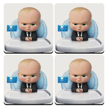 The boss baby, ΣΕΤ 4 Σουβέρ ξύλινα τετράγωνα (9cm)