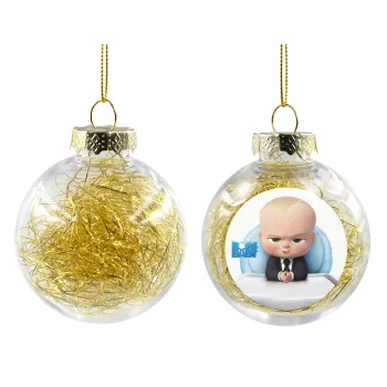 The boss baby, Στολίδι Χριστουγεννιάτικη μπάλα δένδρου διάφανη με χρυσό γέμισμα 8cm