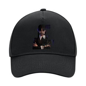 Wednesday, This is my happy face, Adult Ultimate Hat BLACK, (100% COTTON DRILL, ADULT, UNISEX, ONE SIZE)