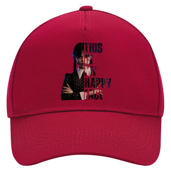 Wednesday, This is my happy face, Καπέλο Ενηλίκων Ultimate ΚΟΚΚΙΝΟ, (100% ΒΑΜΒΑΚΕΡΟ DRILL, ΕΝΗΛΙΚΩΝ, UNISEX, ONE SIZE)