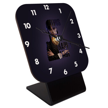 Wednesday, This is my happy face, Quartz Wooden table clock with hands (10cm)