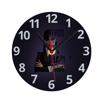 Wednesday, This is my happy face, Ρολόι τοίχου γυάλινο (20cm)