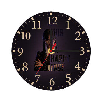 Wednesday, This is my happy face, Ρολόι τοίχου ξύλινο plywood (20cm)