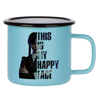 Wednesday, This is my happy face, Κούπα Μεταλλική εμαγιέ ΜΑΤ σιέλ 360ml