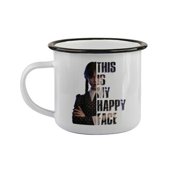 Wednesday, This is my happy face, Κούπα εμαγιέ με μαύρο χείλος 360ml