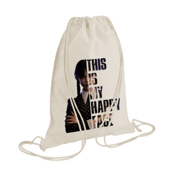 Wednesday, This is my happy face, Backpack bag GYMBAG natural (28x40cm)