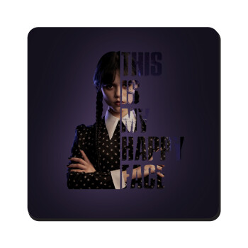 Wednesday, This is my happy face, Τετράγωνο μαγνητάκι ξύλινο 9x9cm