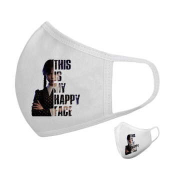 Wednesday, This is my happy face, Μάσκα υφασμάτινη υψηλής άνεσης παιδική (Δώρο πλαστική θήκη)