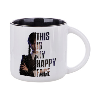 Wednesday, This is my happy face, Κούπα κεραμική 400ml Λευκή/Μαύρη