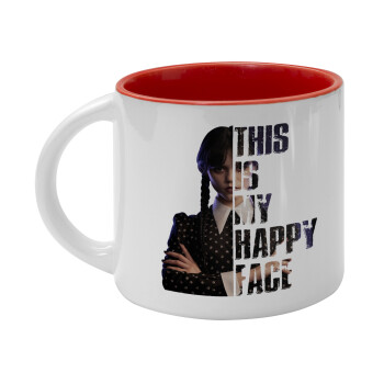 Wednesday, This is my happy face, Κούπα κεραμική 400ml Λευκή/Κόκκινη