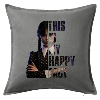 Wednesday, This is my happy face, Sofa cushion Grey 50x50cm includes filling