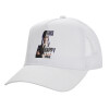Structured Trucker Adult Hat, with Mesh, WHITE (100% COTTON, ADULT, UNISEX, ONE SIZE)