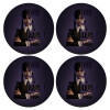 SET of 4 round wooden coasters (9cm)