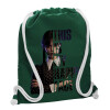 Backpack pouch GYMBAG BOTTLE GREEN, with pocket (40x48cm) & thick white cords
