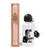 Easter Set, metallic aluminum bottle (500ml) & aromatic flat Easter candle (30cm) (PINK)